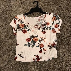 flower crop top w front straps